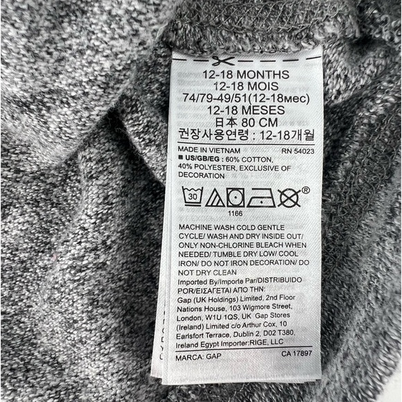 Baby Gap Long Sleeve Gray Shirt Size 12-18 Months Girl’s - Picture 5 of 5